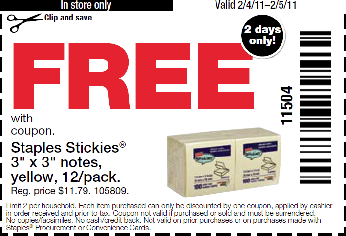 staples printable coupons april 2011. Staples is offering free