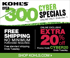 kohl s extra 20 % off no minimum free shipping spend your kohl s cash