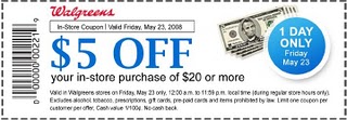 $5 off $20 Purchase Coupon at Walgreens 5/23 ONLY