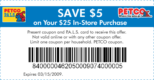 Save 5 off 25 at Petco Common Sense With Money