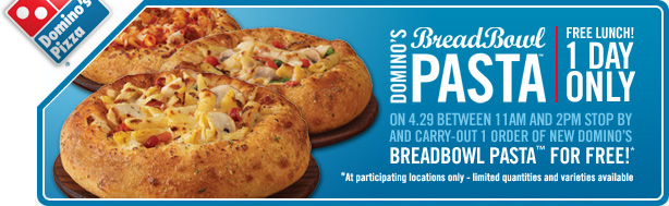 FREE Pasta Bowl From Domino’s Pizza
