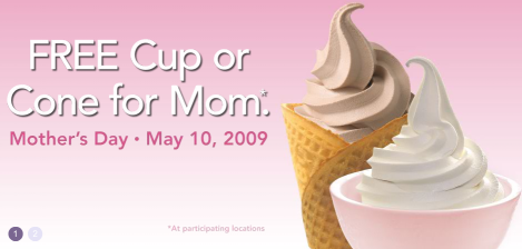 Free Ice Cream for Mom on Mother’s Day at TCBY