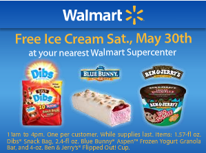Free Ice Cream at Walmart on May 30th