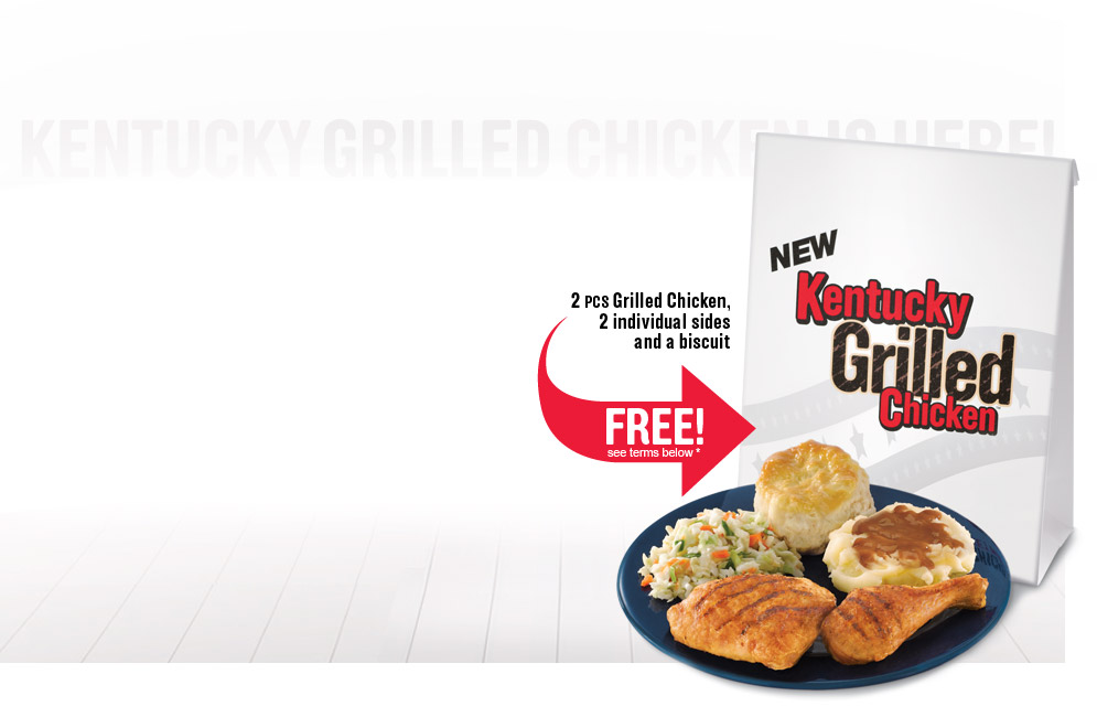 Free Two Piece Grilled Chicken Meal at KFC