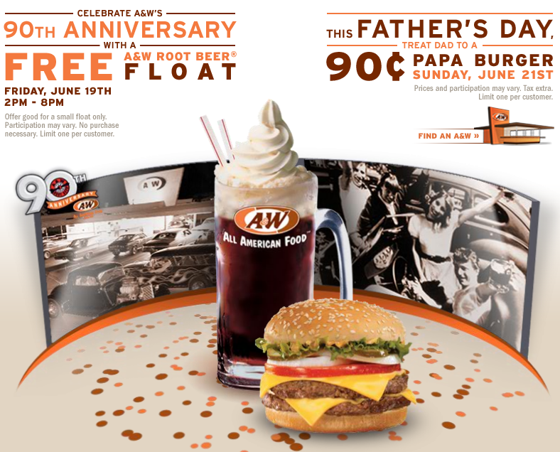 Free Root Beer Floats at A&W on June 19th