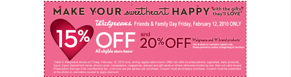 Walgreens: Friends and Family Discount Coupon, Free Collage and Toothpaste