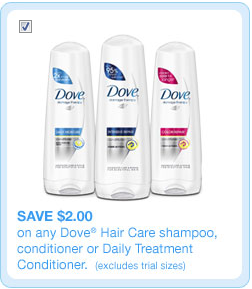 Hot Dove Hair Care Coupon:  Save $2 off One