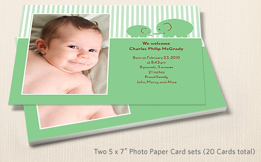 Kodak: 20 Free Birth Announcements plus S/H