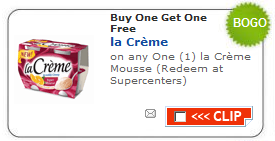 Buy One Get One Free LA Creme Yogurt Coupon