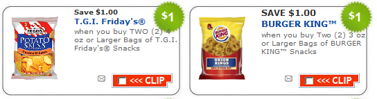 New TGIF and Burger King Snacks Coupons