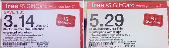 Target: Free or Cheap Carefree and Stayfree Products