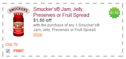 High Value Smuckers Jam, Jelly, Preserves or Fruit Spread Coupon