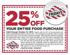 25 Off At Tgi Friday S Common Sense With Money