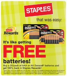 Free Batteries at Staples and Office Depot