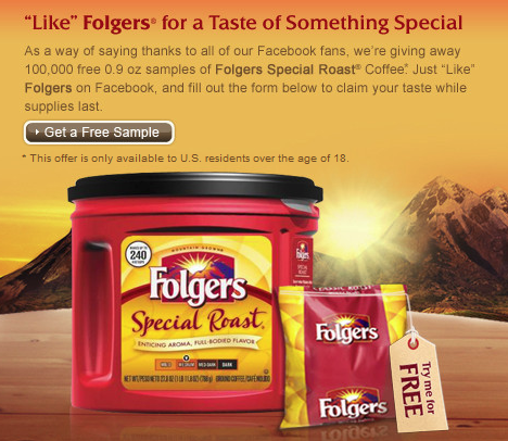 Free Sample of Folgers Coffee