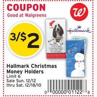 Walgreens:  Free Hallmark Money Holders