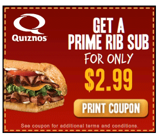 Quiznos: $2.99 for Small Prime Rib Sub