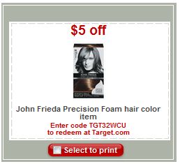 Target: John Frieda Precision Foam Haircolor $1.99 (Regularly $11.99)