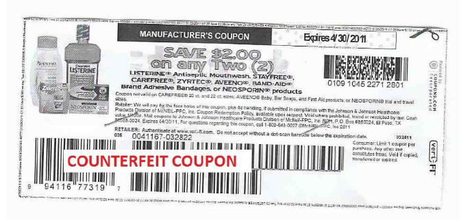 $2 off Johnson & Johnson Counterfeit Coupon Alert