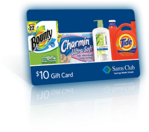 Earn a FREE $10 Sam’s Club giftcard w/$40 in qualifying P&G Products