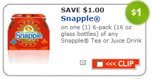 $1/1 Snapple Tea or Juice Coupon + Rebate Offer