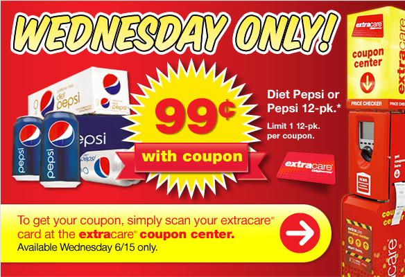 CVS: Pepsi or Diet Pepsi 12pack for $0.99 (6/15 ONLY)