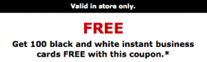 Staples: Free 100 Black and White Business Cards