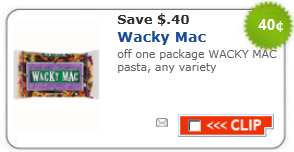 Wacky Mac Pasta Coupon| $0.40 off one