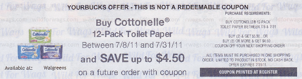 Walgreens: Cottonelle Toilet Paper 23 cents/roll