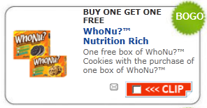 Buy One Get One Free WhoNu Cookies Coupon