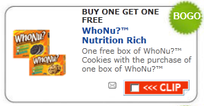 Buy One Get One Free WhoNu Cookies Coupon Buy One Get One Free WhoNu Cookies Coupon
