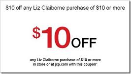 $10 off any $10 or more Liz Claiborne purchase at JC Penney