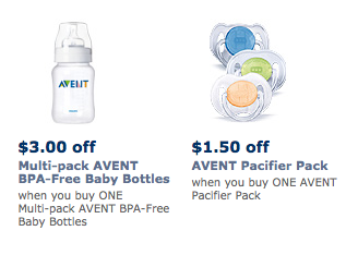 Avent Coupons for Bottles and Pacifiers