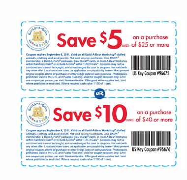 New Build a Bear Printable Coupons