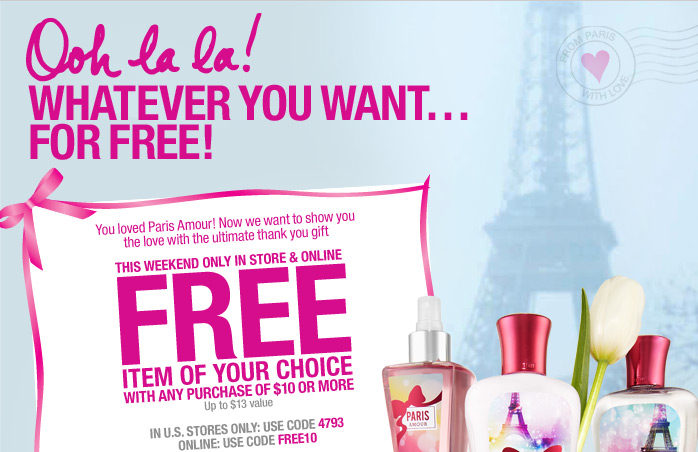 Free Item of your Choice Printable Bath and Body Works Coupon