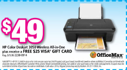 Office Max: HP AIO Color Printer for $24