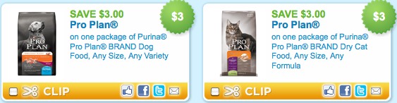 Purina Pro Plan Coupons For Cat and Dog Food