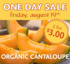 Organic Cantaloupes 2/$3 at Whole Foods 8/19 ONLY at Whole Foods