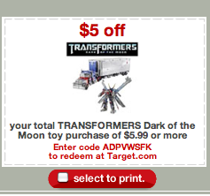 $5 off Transformers Toy Printable Coupons | deals Start at $2.49