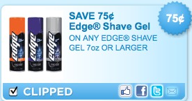 Edge Shave Gel Coupon | Save 75¢ off One