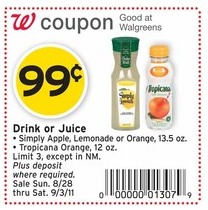 Free Simple Orange Juice or Limeade at Walgreens