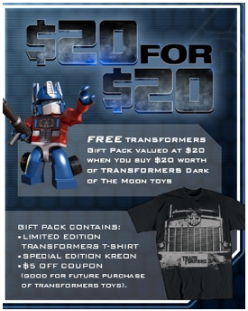 Get $20 Value Pack of Transformers Products When You Spend $20