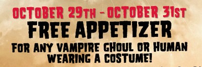TGI Friday’s: Free Appetizer if You Wear a Costume