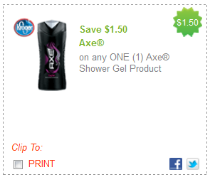 Axe Shower Gel Printable Coupons | Free Trial Size