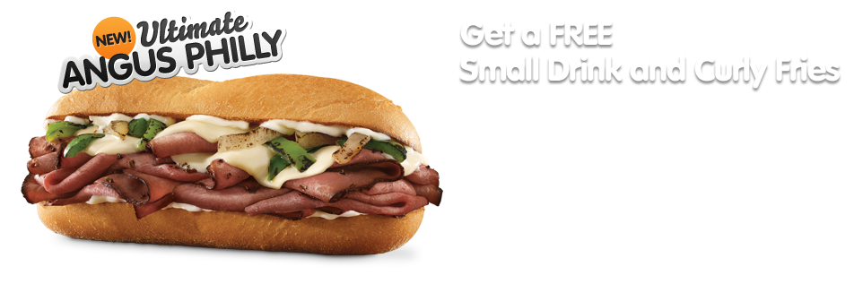 Free Drink and Fries at Arby’s w/purchase of Ultimate Angus Philly