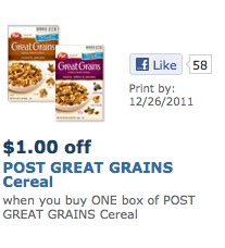 Post Cereal Printable Coupons | Save $1 off One Box