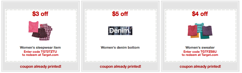 New Target Apparel Printable Coupons for Sleepwear, Denim, Sweaters and More