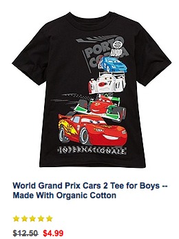 Cars 2 Clothing Items for as low as $4.99 Shipped