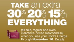 Kohl’s Coupons for 30% and 15% off