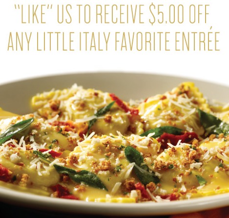 Maggiano’s Printable Coupons for $5 off Little Italy Entree